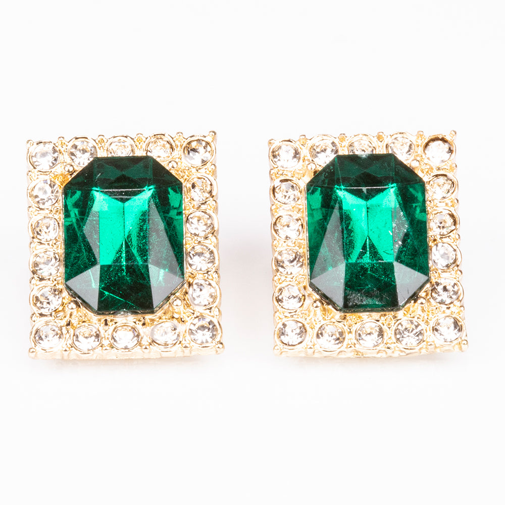 Pozlacená slitina - Hodinky se Zeleným Emporia® Křišťálem a Bílým Emporia® Křišťálem - Karátové číslo: 12. přibližná hmotnost: 57 gramů ( Náhrdelník+Náušnice+Přívěsek ) 12 