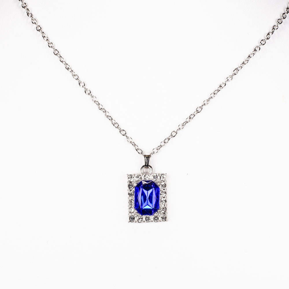 Pozlacená slitina - Hodinky s Modrým Emporia® Křišťálem a Bílým Emporia® Křišťálem - Karátové číslo: 12. přibližná hmotnost: 57 gramů ( Náhrdelník+Náušnice+Přívěsek ) 4 