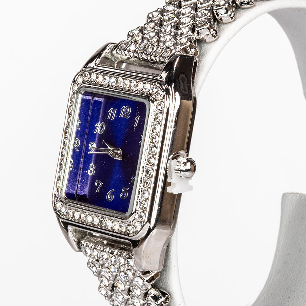 Pozlacená slitina - Hodinky s Modrým Emporia® Křišťálem a Bílým Emporia® Křišťálem - Karátové číslo: 12. přibližná hmotnost: 57 gramů ( Náhrdelník+Náušnice+Přívěsek ) 7 