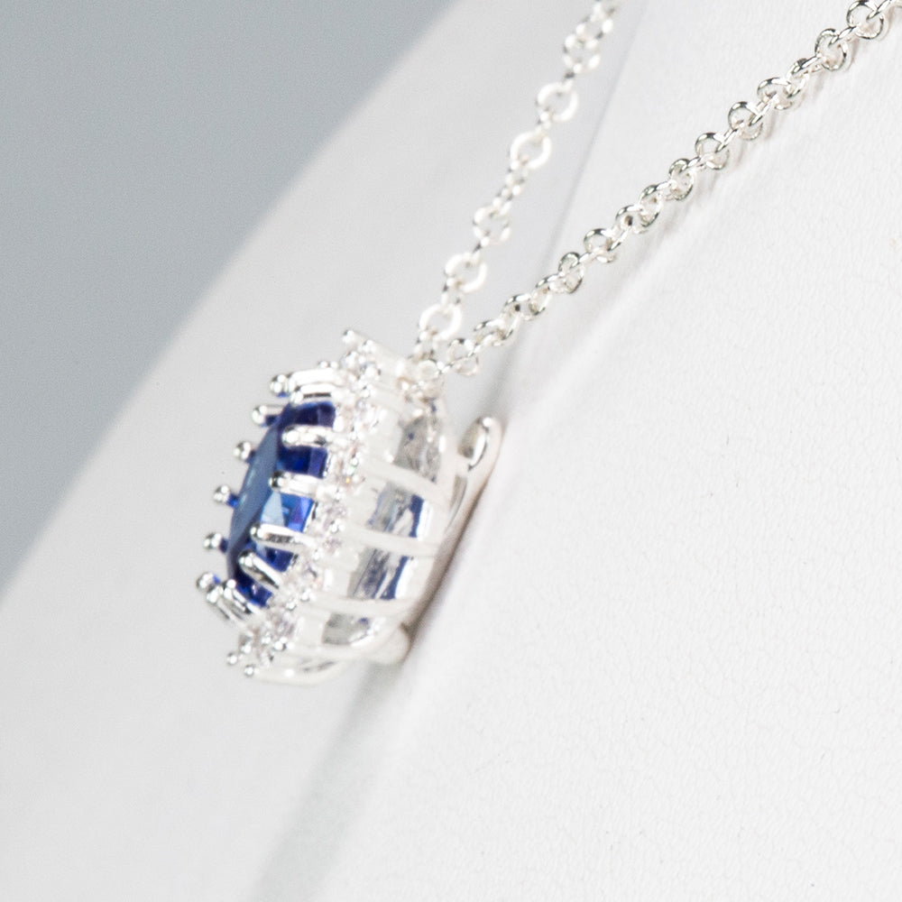 Pozlacená slitina - Sada s Modrým Emporia® Křišťálem a Bílým Emporia® Křišťálem - Karátové číslo: 5.95. přibližná hmotnost: 8 gramů ( Náhrdelník+Prsten ) 2 