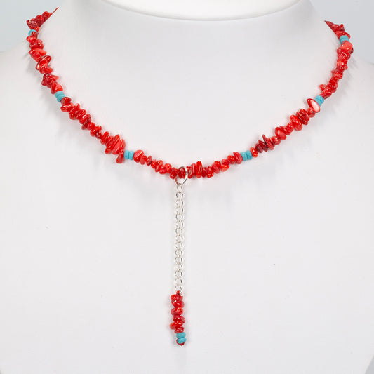 Stříbro 925/1000 - Náhrdelník s Tyrkysem - Karátové číslo: 93. přibližná hmotnost: 8 gramů