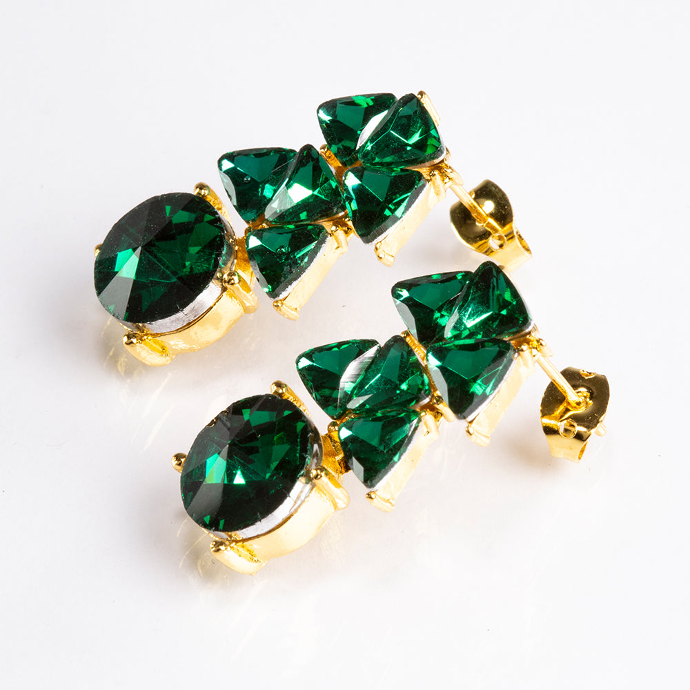 Pozlacená slitina - Sada se Zeleným Emporia® Křišťálem - Karátové číslo: 31.22. přibližná hmotnost: 15 gramů ( Náhrdelník+Náušnice )