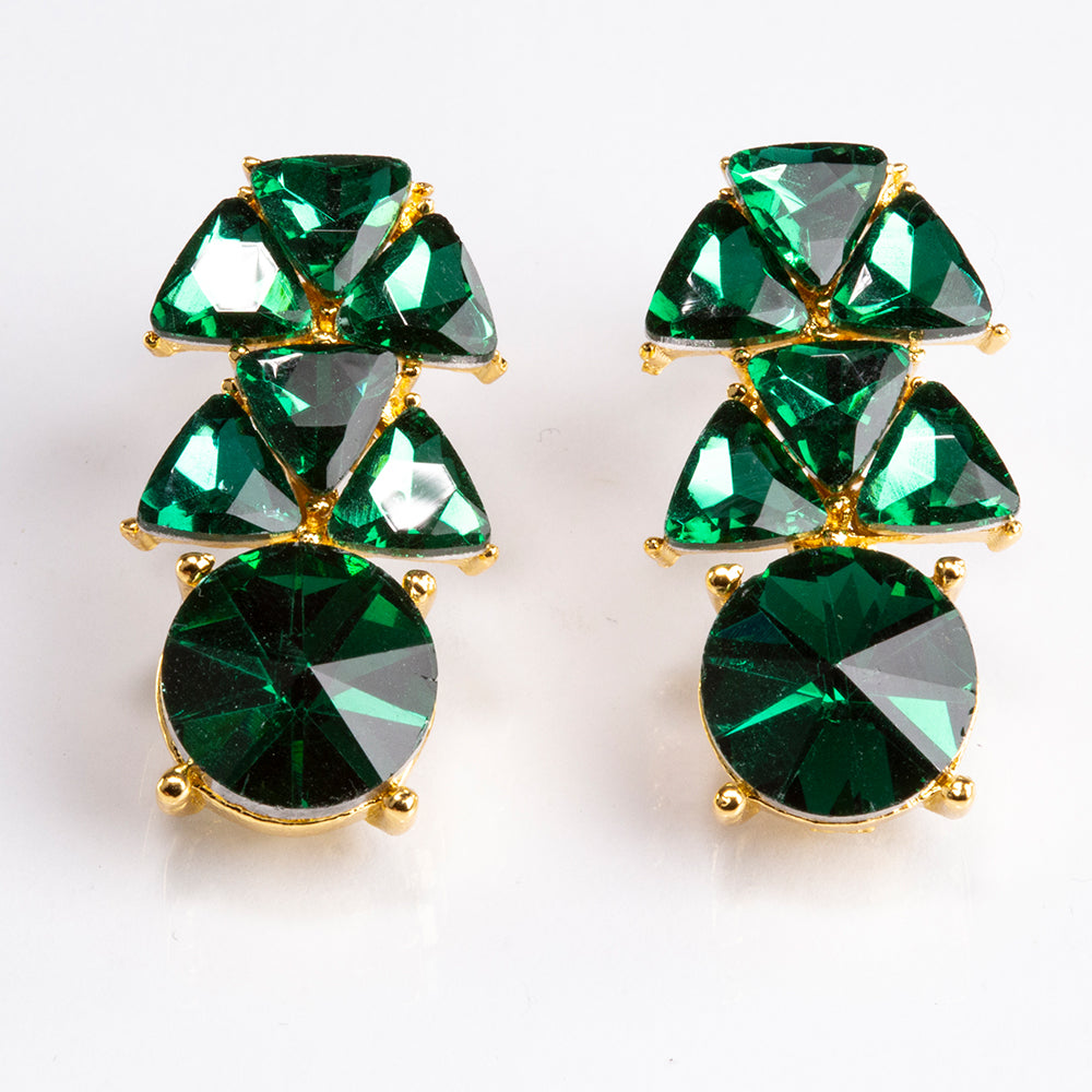 Pozlacená slitina - Sada se Zeleným Emporia® Křišťálem - Karátové číslo: 31.22. přibližná hmotnost: 15 gramů ( Náhrdelník+Náušnice ) 4 