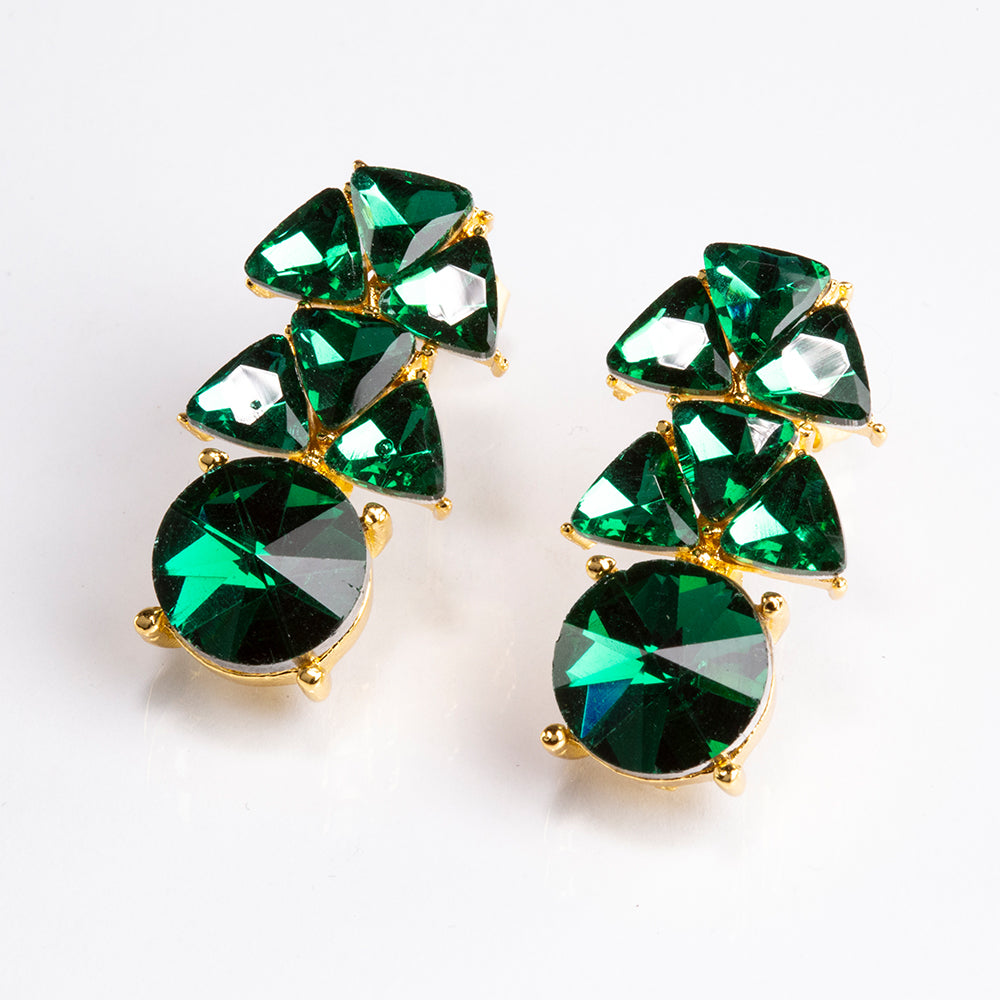 Pozlacená slitina - Sada se Zeleným Emporia® Křišťálem - Karátové číslo: 31.22. přibližná hmotnost: 15 gramů ( Náhrdelník+Náušnice ) 5 