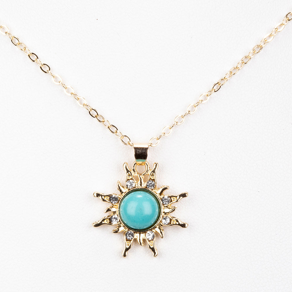 Pozlacená slitina - Náhrdelník s Tyrkysem - Karátové číslo: 1.82. přibližná hmotnost: 4 gramů 1 