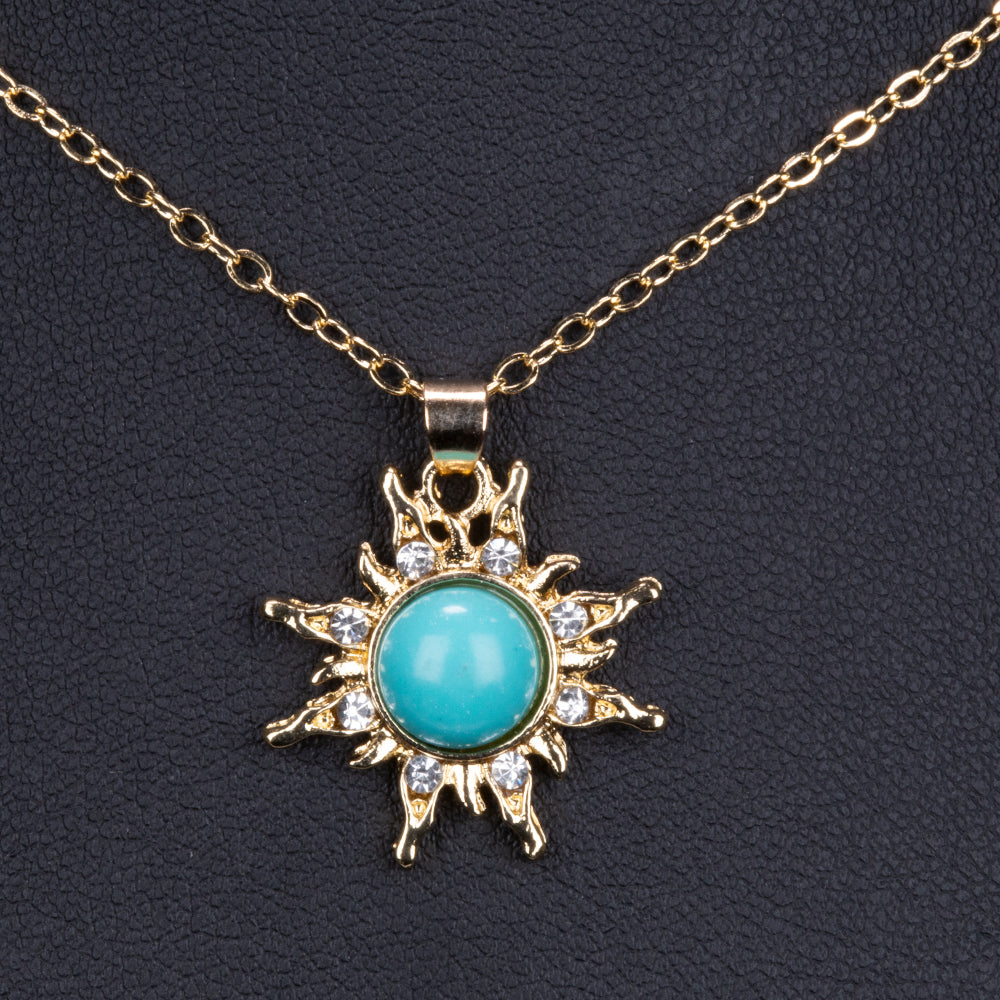 Pozlacená slitina - Náhrdelník s Tyrkysem - Karátové číslo: 1.82. přibližná hmotnost: 4 gramů 2 