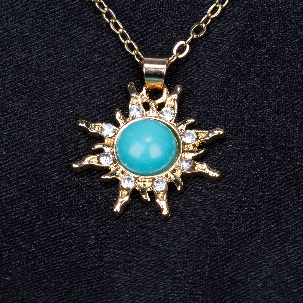 Pozlacená slitina - Náhrdelník s Tyrkysem - Karátové číslo: 1.82. přibližná hmotnost: 4 gramů 6 