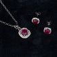 Pozlacená slitina - Sada s Rubínem a Bílým Emporia® Křišťálem - Karátové číslo: 2.77. přibližná hmotnost: 4.5 gramů ( Náhrdelník+Náušnice+Přívěsek )