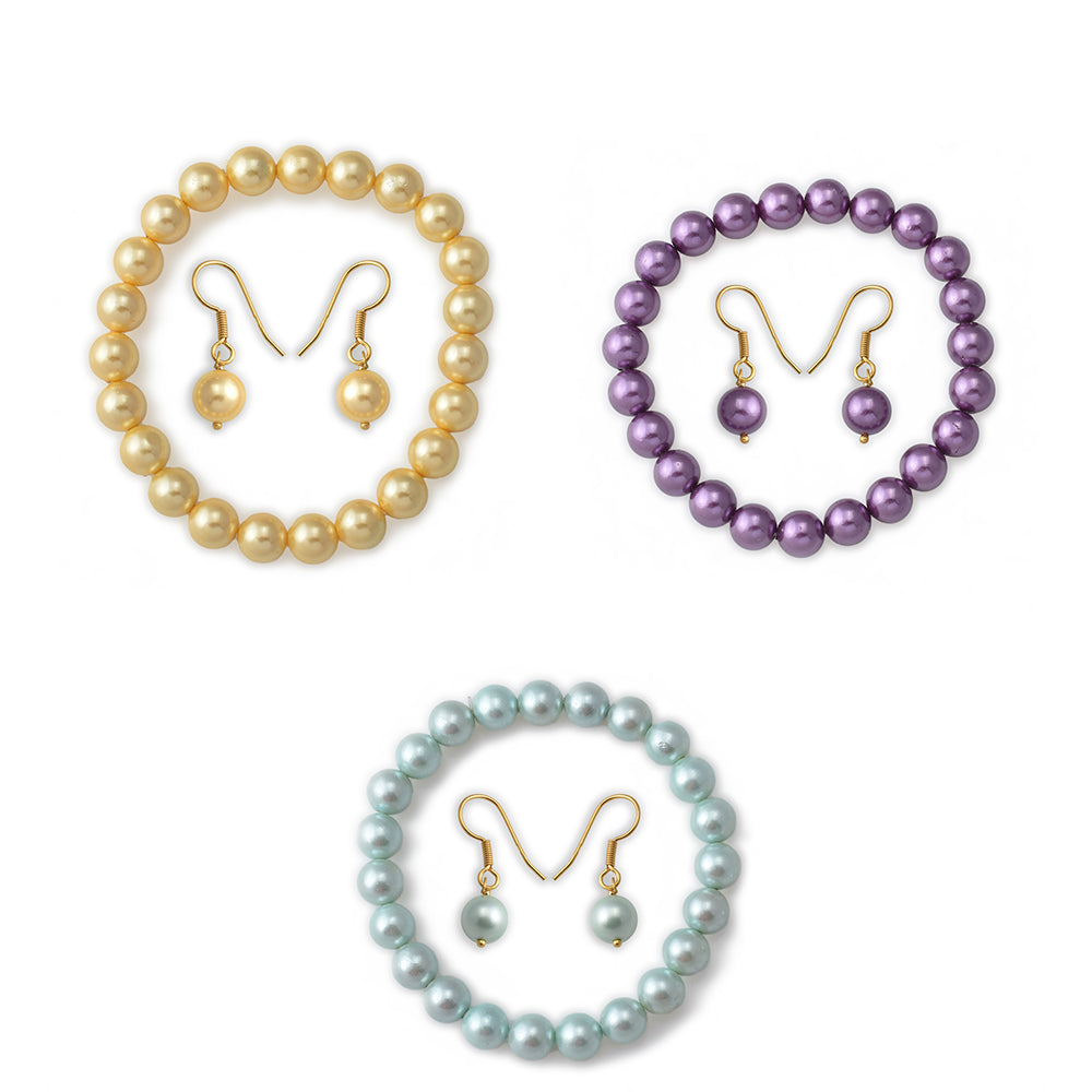 Pozlacené Stříbro 925/1000 - Sada s Perleťová mušle - Karátové číslo: 325.23. přibližná hmotnost: 67.24 gramů ( Náušnice+Náramek ) 2 