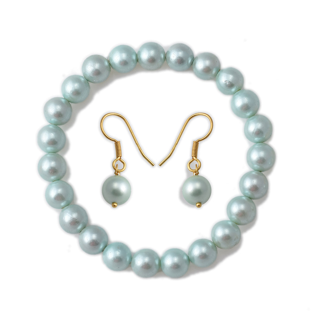 Pozlacené Stříbro 925/1000 - Sada s Perleťová mušle - Karátové číslo: 325.23. přibližná hmotnost: 67.24 gramů ( Náušnice+Náramek ) 3 