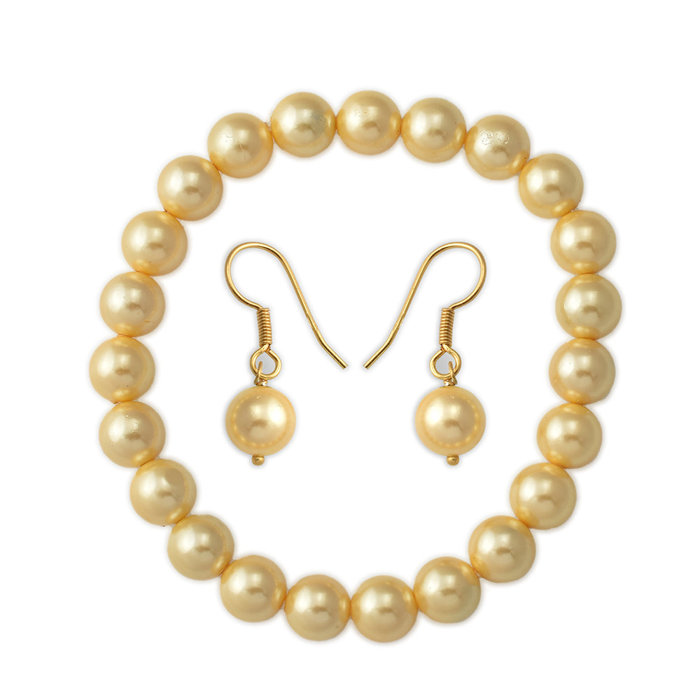 Pozlacené Stříbro 925/1000 - Sada s Perleťová mušle - Karátové číslo: 325.23. přibližná hmotnost: 67.24 gramů ( Náušnice+Náramek )