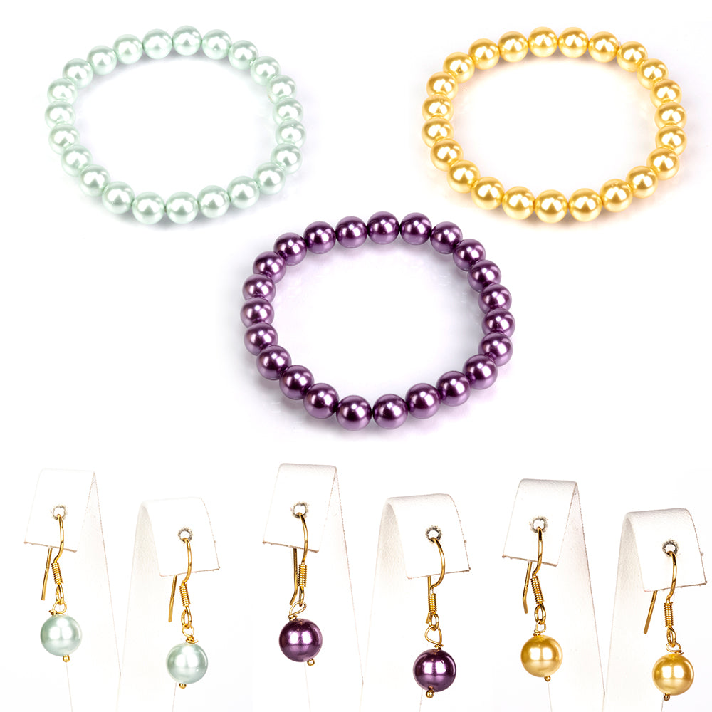 Pozlacené Stříbro 925/1000 - Sada s Perleťová mušle - Karátové číslo: 325.23. přibližná hmotnost: 67.24 gramů ( Náušnice+Náramek )