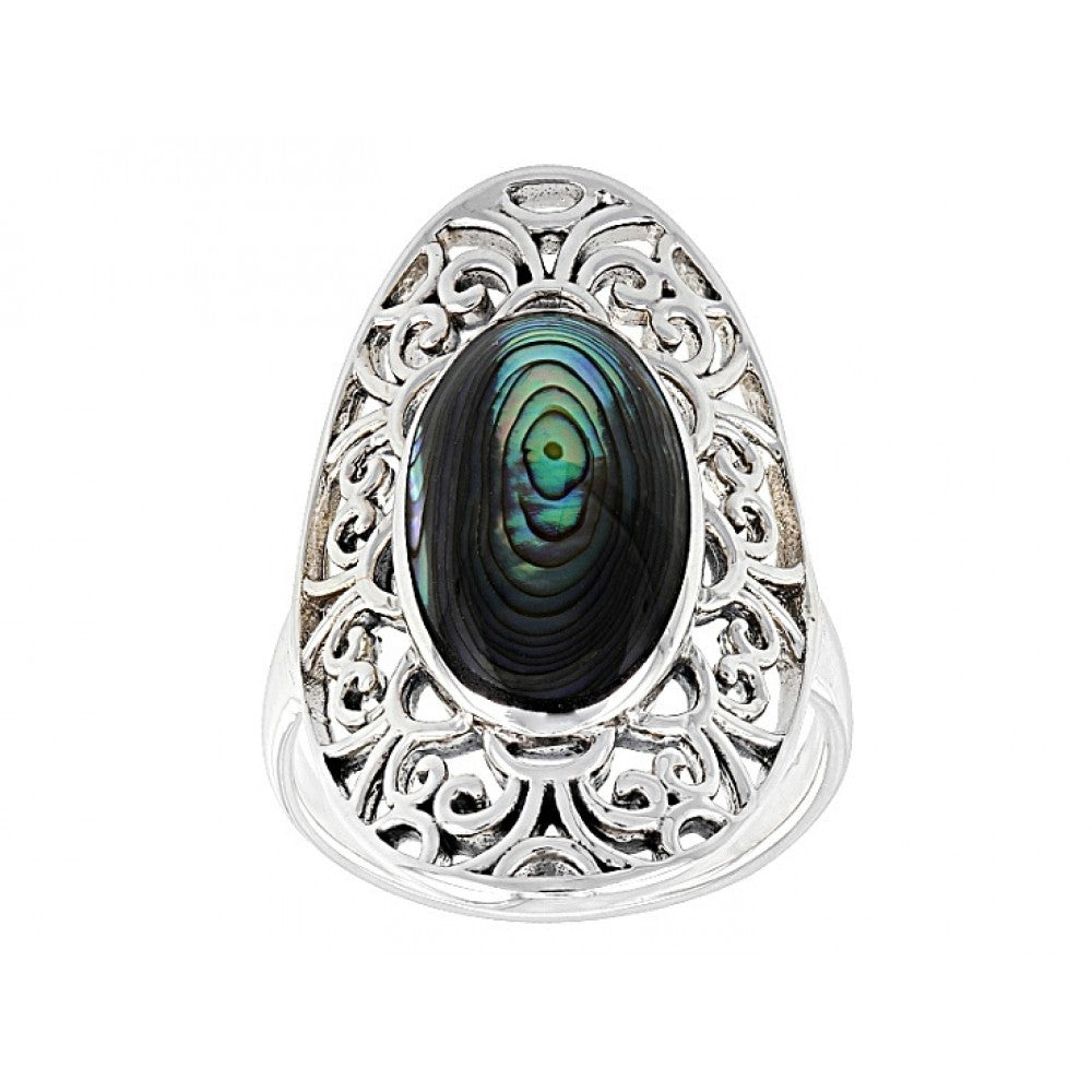 Stříbro 925/1000 - Prsten s Mušlí Abalone - Karátové číslo: 1.25. přibližná hmotnost: 5.01 gramů 1 