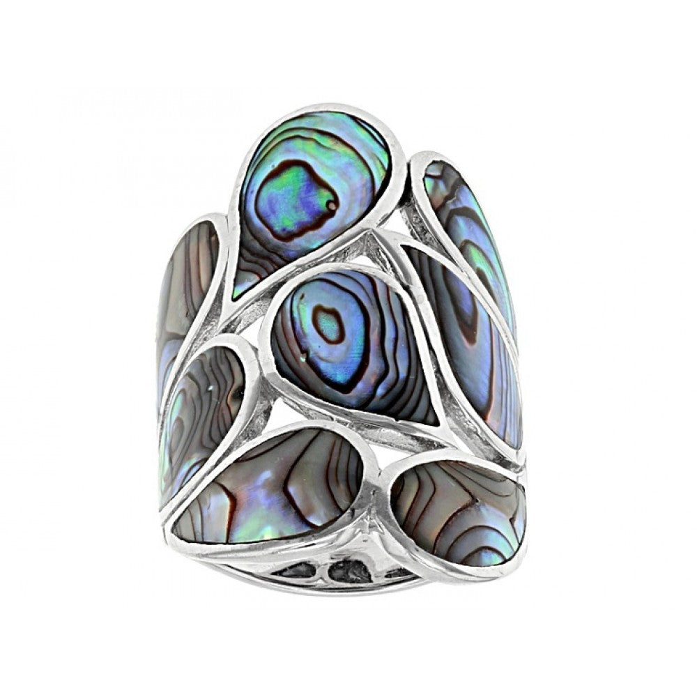 Stříbro 925/1000 - Prsten s Mušlí Abalone - Karátové číslo: 3.25. přibližná hmotnost: 7.65 gramů 1 