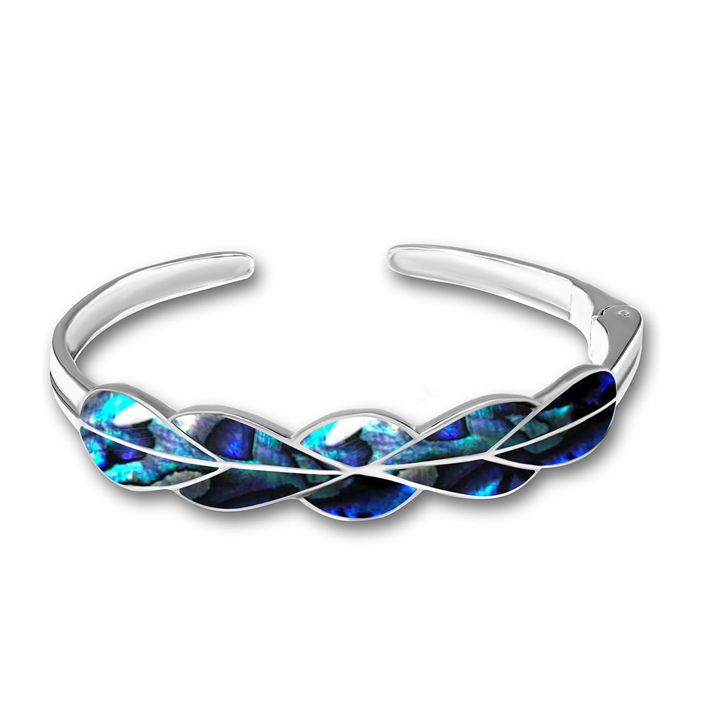 Stříbro 925/1000 - Náramek s Mušlí Abalone - Karátové číslo: 11.5. přibližná hmotnost: 23.1 gramů