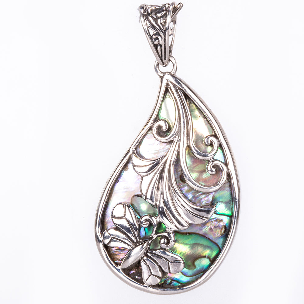 Stříbro 925/1000 - Přívěsek s Mušlí Abalone - Karátové číslo: 1.25. přibližná hmotnost: 6.55 gramů 4 