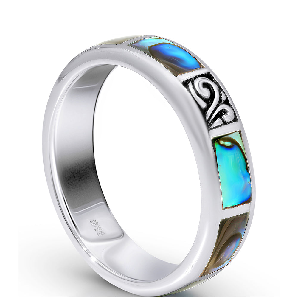 Stříbro 925/1000 - Prsten s Mušlí Abalone - Karátové číslo: 1.1. přibližná hmotnost: 9.72 gramů 2 