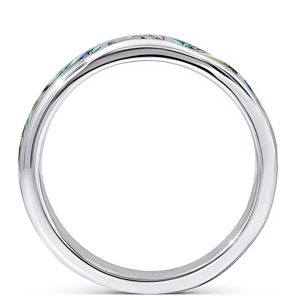 Stříbro 925/1000 - Prsten s Mušlí Abalone - Karátové číslo: 1.1. přibližná hmotnost: 9.72 gramů 3 