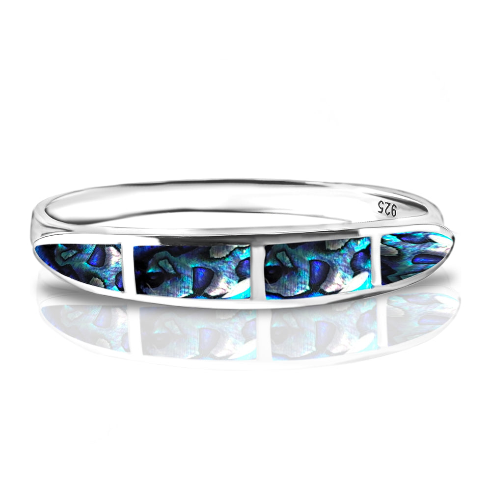 Stříbro 925/1000 - Prsten s Mušlí Abalone - Karátové číslo: 1.5. přibližná hmotnost: 3.3 gramů