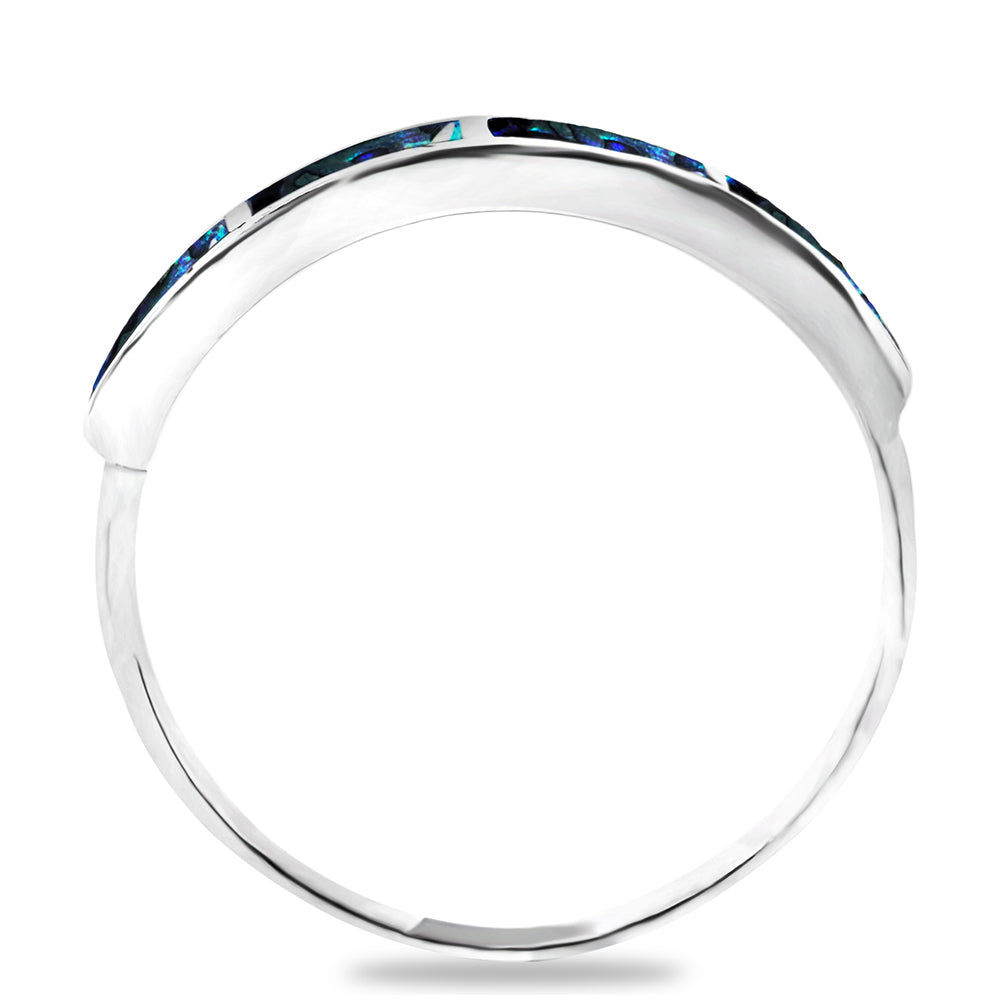 Stříbro 925/1000 - Prsten s Mušlí Abalone - Karátové číslo: 1.5. přibližná hmotnost: 3.3 gramů