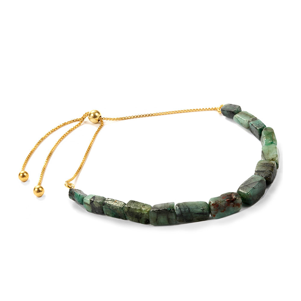 Pozlacené Stříbro 925/1000 - Náramek s Brazilským Smaragdem - Karátové číslo: 19.42. přibližná hmotnost: 4.63 gramů