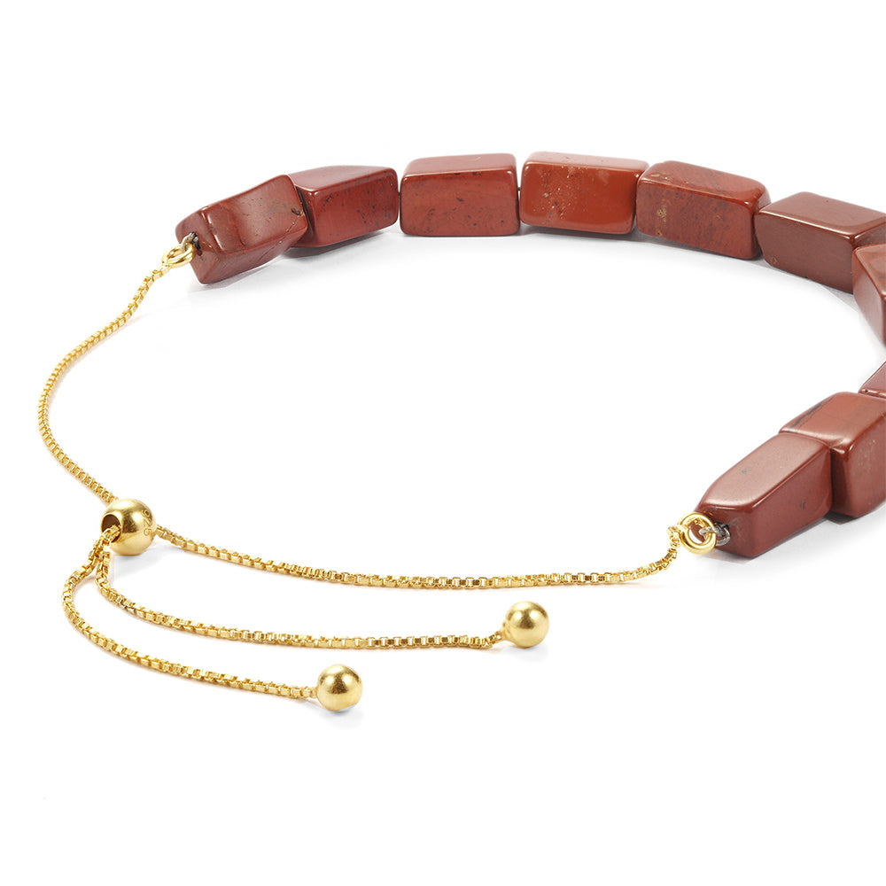 Pozlacené Stříbro 925/1000 - Náramek s Červeným Jaspisem - Karátové číslo: 33.24. přibližná hmotnost: 7.4 gramů