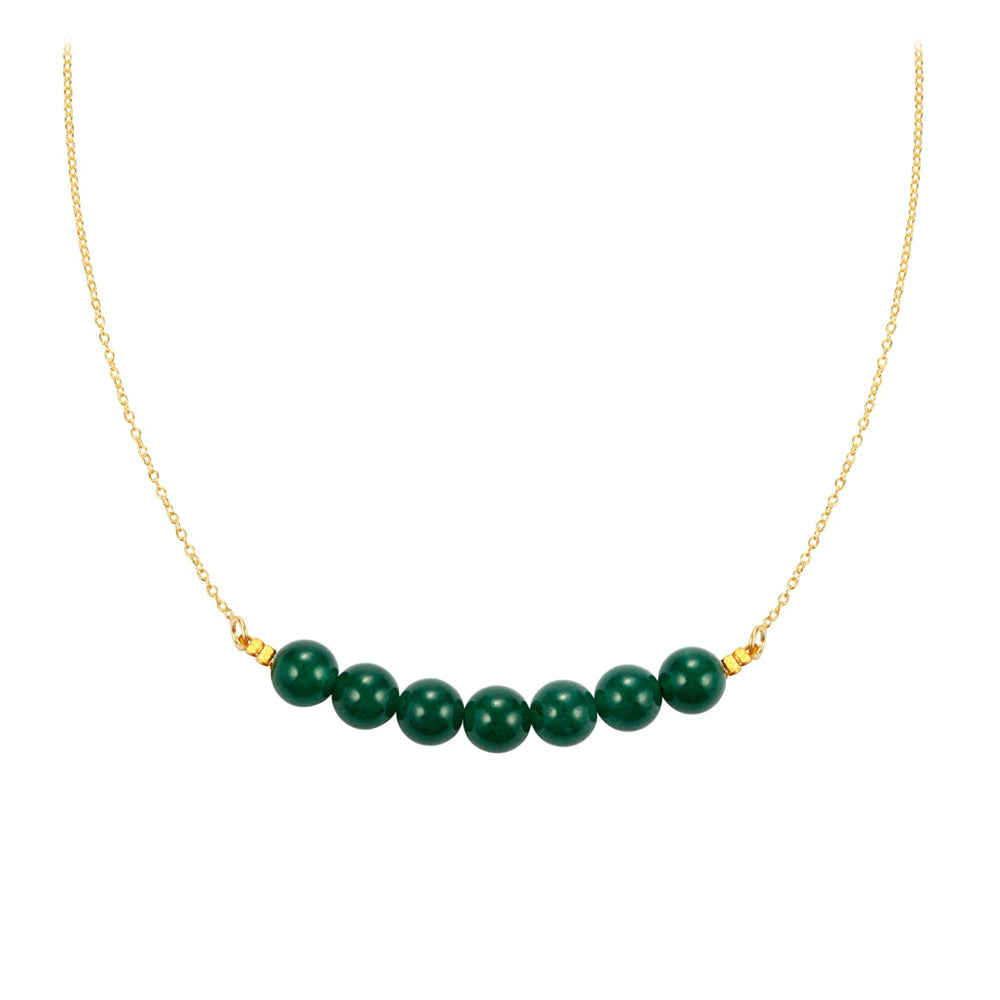 Pozlacené Stříbro 925/1000 - Náhrdelník se Zeleným Jadeitem - Karátové číslo: 26.05. přibližná hmotnost: 7.05 gramů 1 
