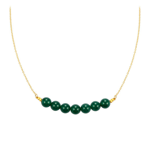 Pozlacený Stříbrný Náhrdelník se Zeleným Jadeitem