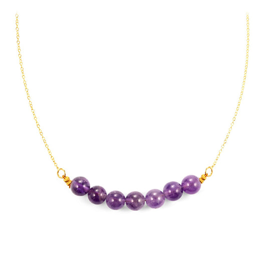 Pozlacený Stříbrný Náhrdelník s Brazilským Ametystem