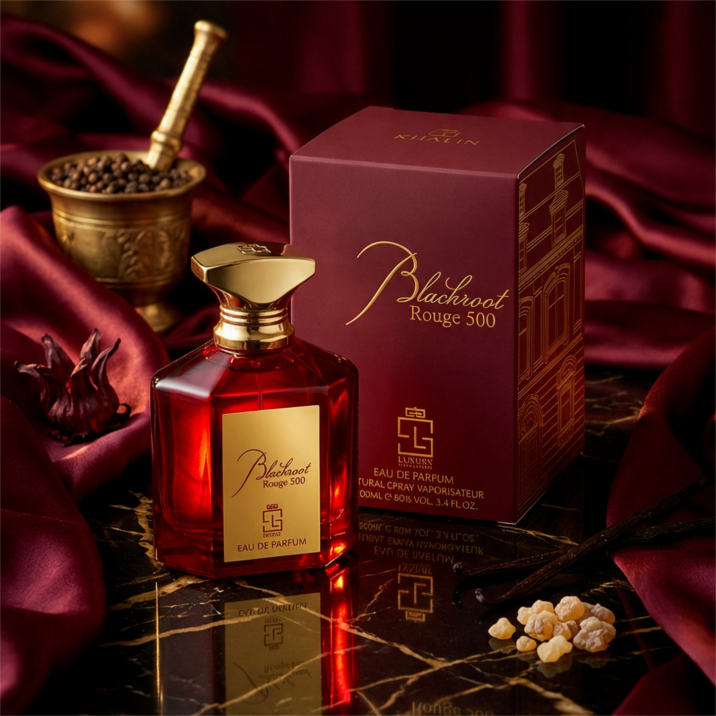 100 ml Eau de Perfume Oriental BLACKROOT ROUGE (Top: BERGAMOT, PINEAPPLE; Middle: SAFFRON, JASMINE; Base: AMBROX, CEDARWOOD, PRALINE)