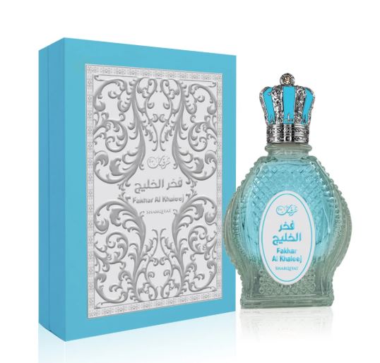 100 ml Eau de Perfume Oriental FAKHAR AL KHALEEJ (TOP: BERGAMOT, GINGER, APPLE; MIDDLE: SAGE, JUNIPER, GERANIUM; BASE: VETIVER, CEDAR, AMBER NOTES, TONKA BEAN, INCENSE)