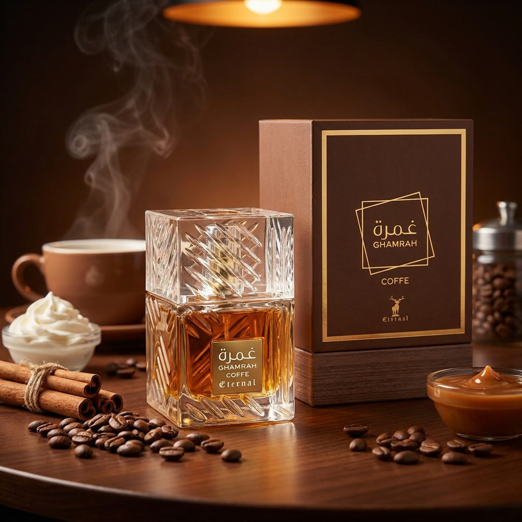 100 ml Eau de Perfume Oriental GHAMRAH COFFE (TOP: CINNAMON, CARDAMOM, GINGER; MIDDLE: PRALINE, COFFEE, WHITE FLOWERS; BASE: VANILLA, TONKA BEAN, BENZOIN, MUSK) 3 