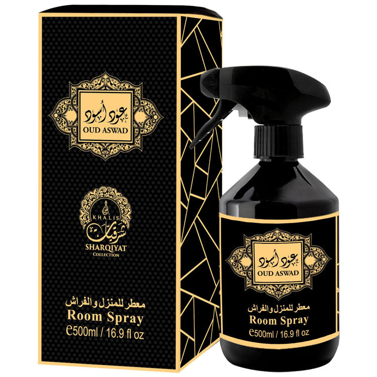 Room Spray ASWAD 500 ML (TOP: BLACK PEPPER, CYPRESS, PINEAPPLE, PINE, ROSEMARY; MIDDLE: FIRBALSAM, PATCHOULI, INCENSE; BASE: LABDANUM, AMBER, CITRUS, CASHMERE WOOD, VANILLA, DRY WOODS) 1 