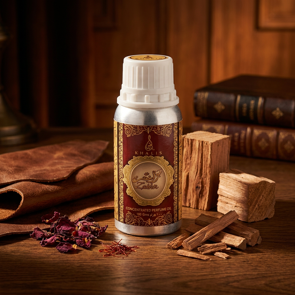 ZAKHIR 100 ml perfume oil (TOP: BERGAMOT, SAFFRON; MIDDLE: LEATHER, ROSE, NAGARMOTHA; BASE: SANDALWOOD, CEDARWOOD) 3 