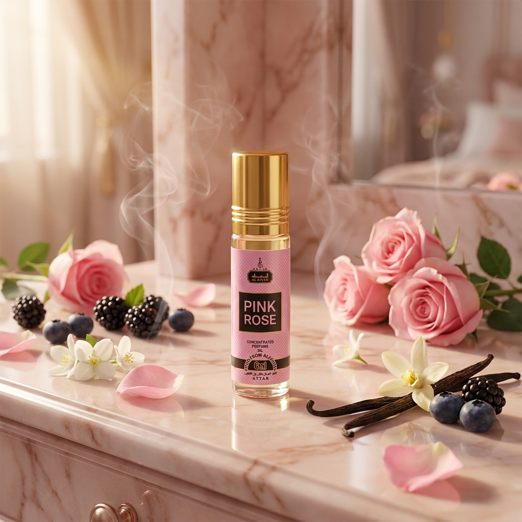 PINK ROSE 6 ml perfume oil (TOP: CASSIS, PINAPPLE, PINK PEPPER; MIDDLE: ROSE, JASMINE, MUGUET; BASE: PATCHOULI, INNCENSE, VANILLA, MUSK) 3 