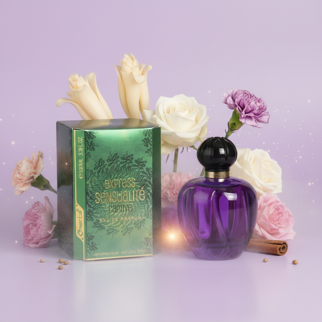 100 ml Eau de Parfume "EXPRESS SENSUALITE CAPTIVE" Ovocná Květinová Vůně pro Ženy, s 6% obsahem esenciálních olejů
