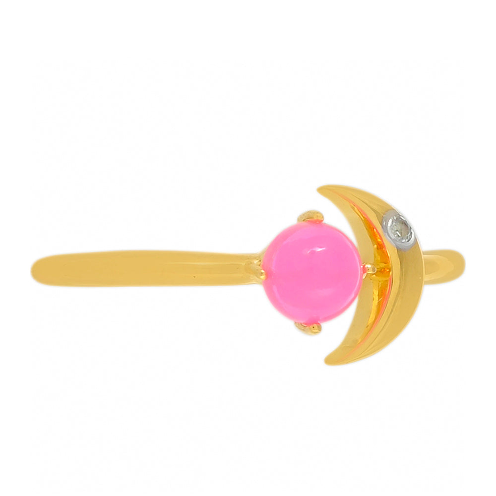 Pozlacený Stříbrný Prsten s Etiopským Neónově Růžovým Opálem a Bílým Topazem 2 