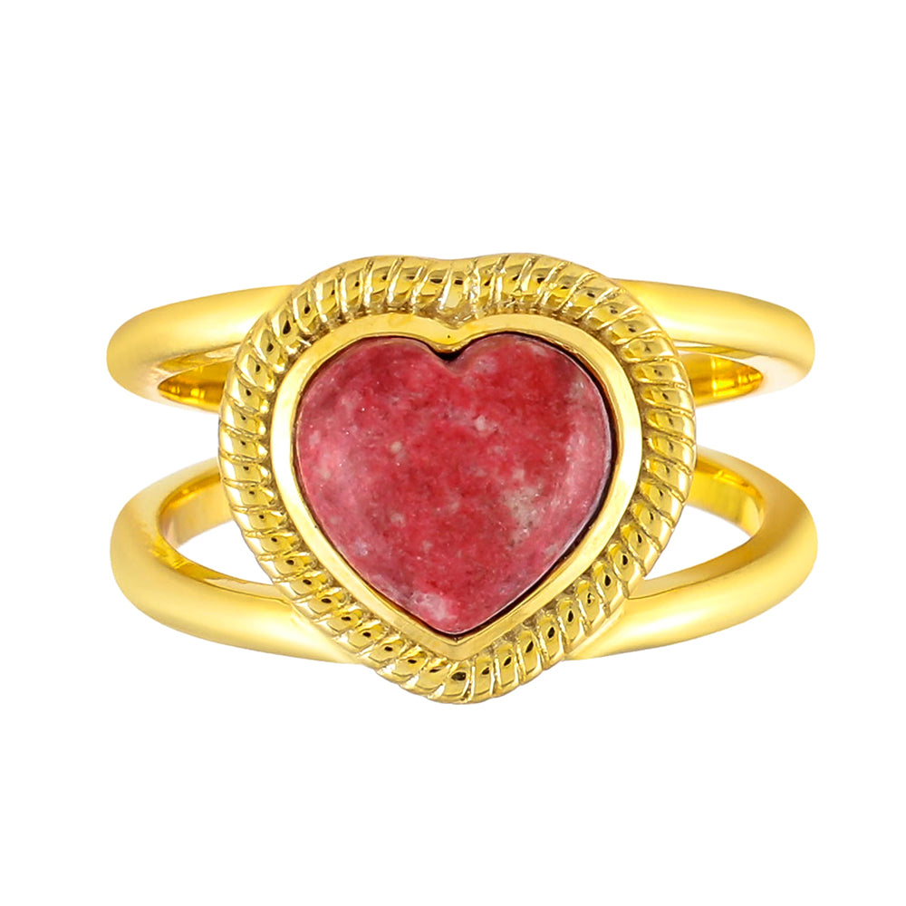 Pozlacené Stříbro 925/1000 - Prsten s Thulitem - Karátové číslo: 2.72. přibližná hmotnost: 5.49 gramů 1 