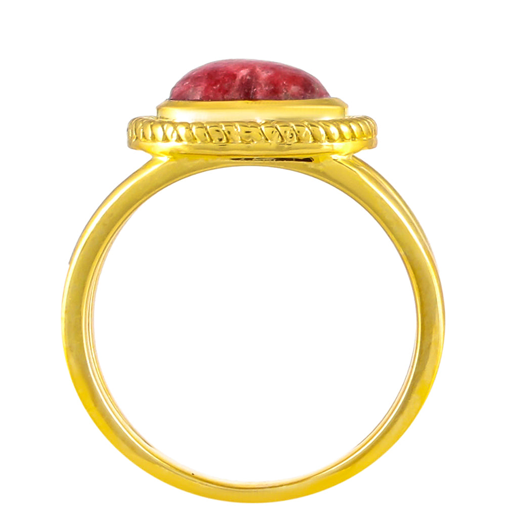 Pozlacené Stříbro 925/1000 - Prsten s Thulitem - Karátové číslo: 2.72. přibližná hmotnost: 5.49 gramů 4 