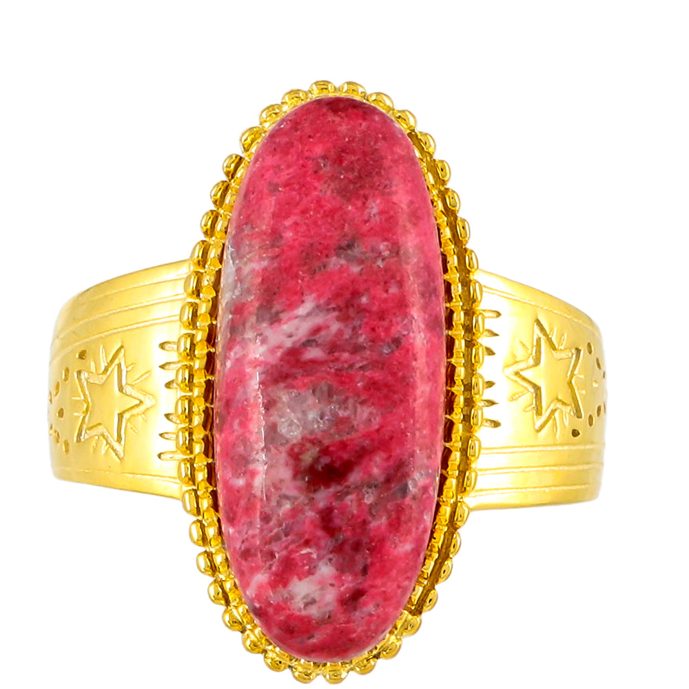 Pozlacený Stříbrný Prsten s Thulitem 1 