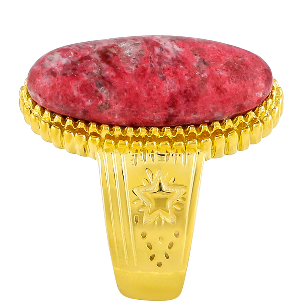 Pozlacený Stříbrný Prsten s Thulitem 3 