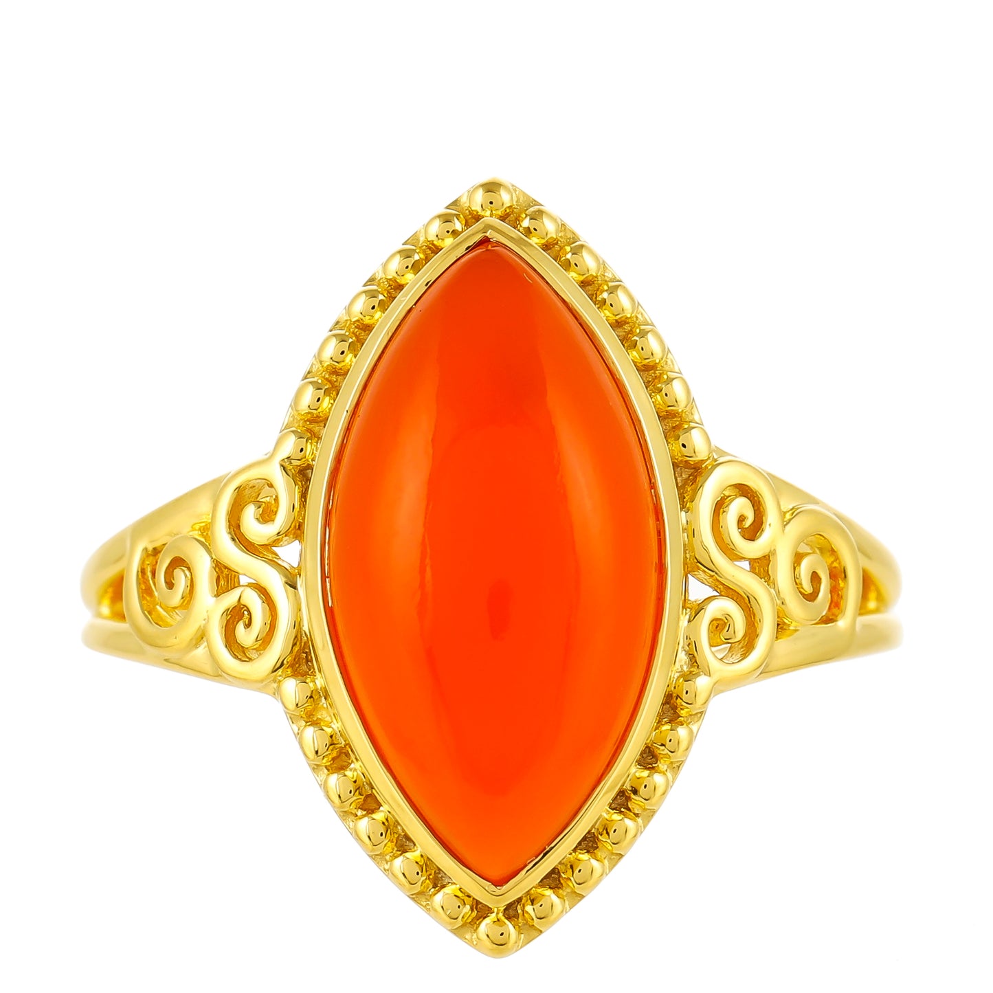 Pozlacený Stříbrný Prsten s Karneolem