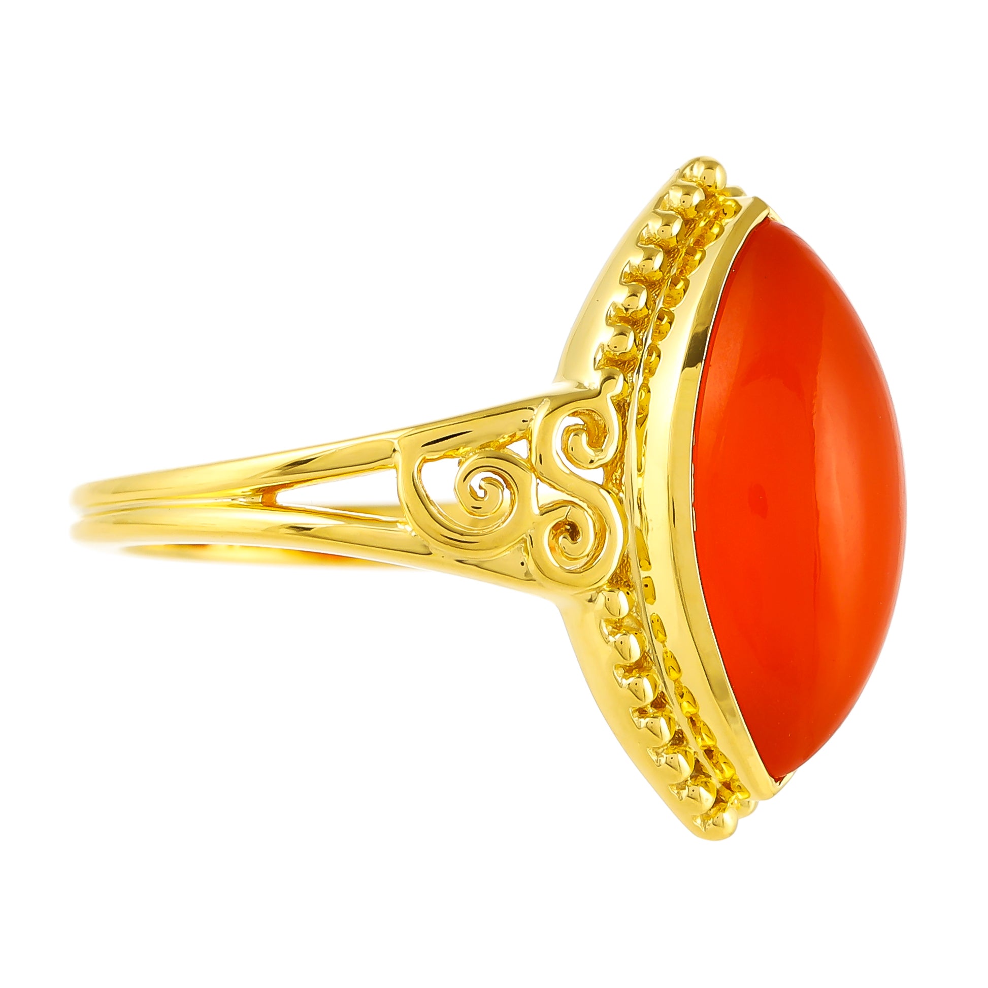 Pozlacený Stříbrný Prsten s Karneolem 2 