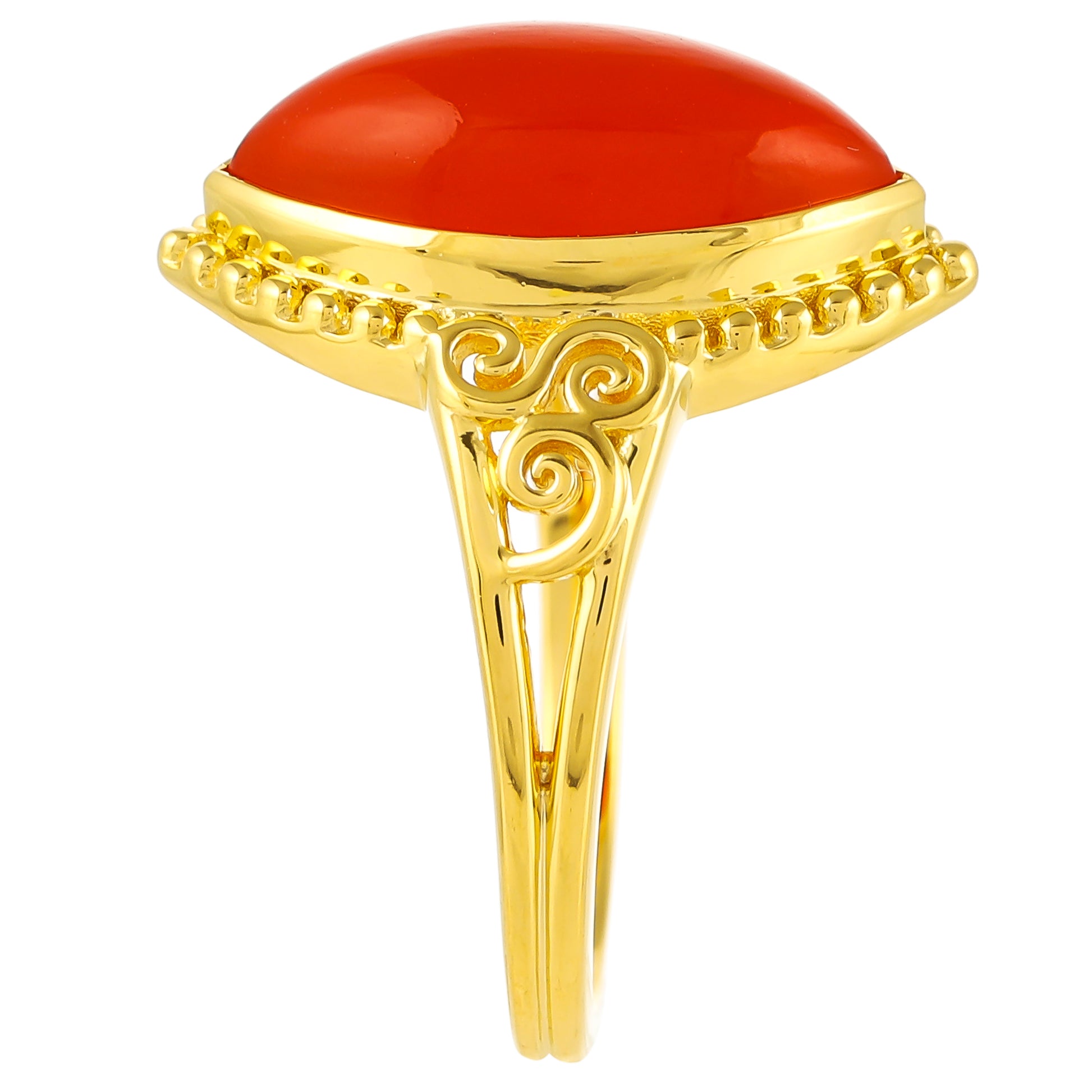 Pozlacený Stříbrný Prsten s Karneolem 3 