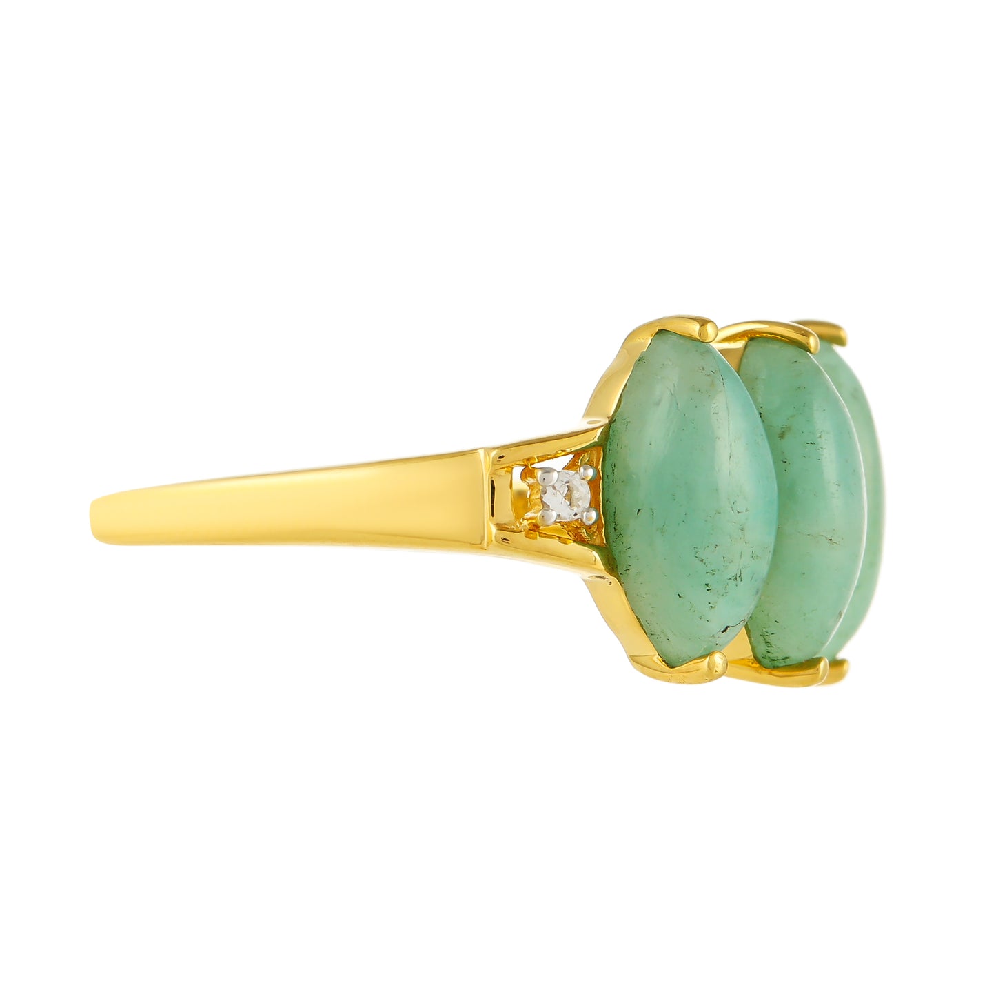 Pozlacený Stříbrný Prsten s Amazonitem a Bílým Topazem