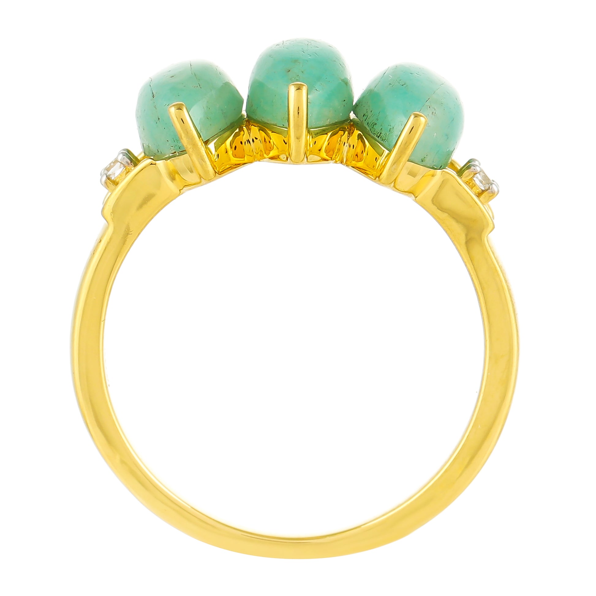 Pozlacený Stříbrný Prsten s Amazonitem a Bílým Topazem 4 