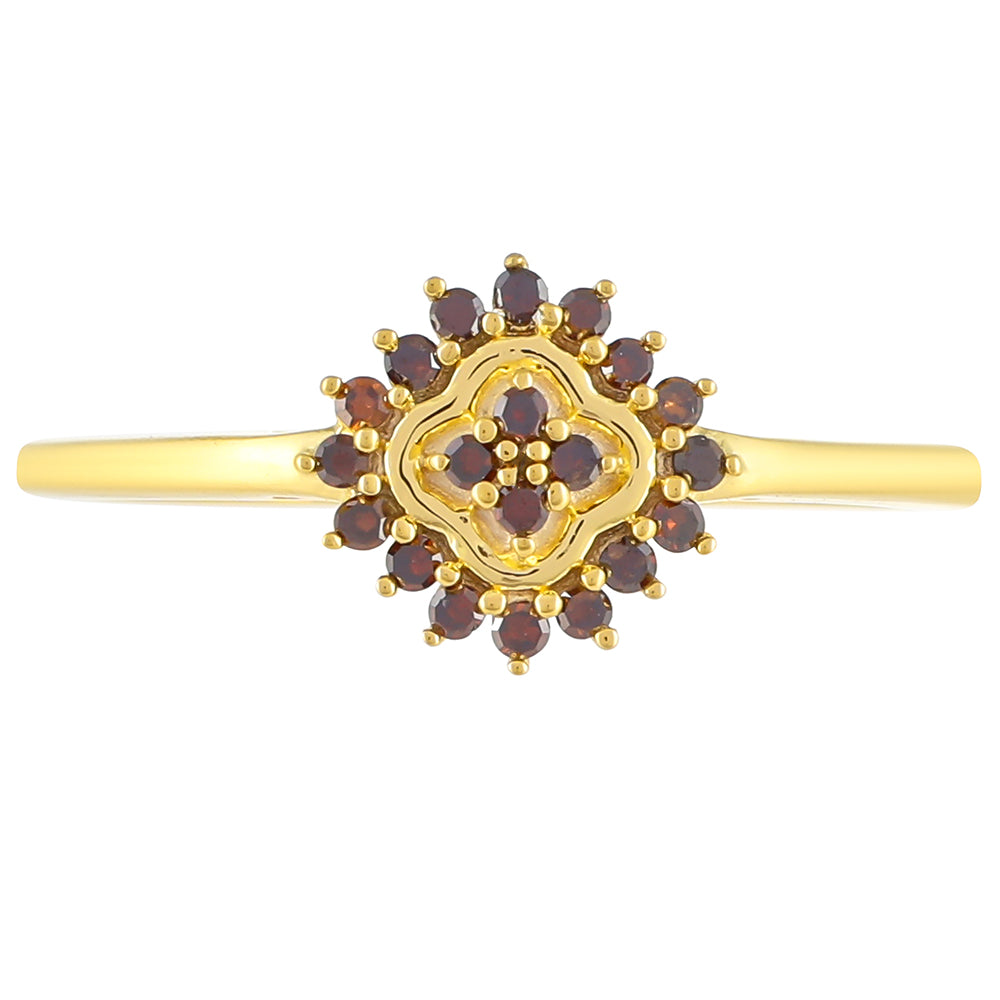 Pozlacené Stříbro 925/1000 - Prsten s Červeným Diamantem - Karátové číslo: 0.14. přibližná hmotnost: 1.5 gramů 1 