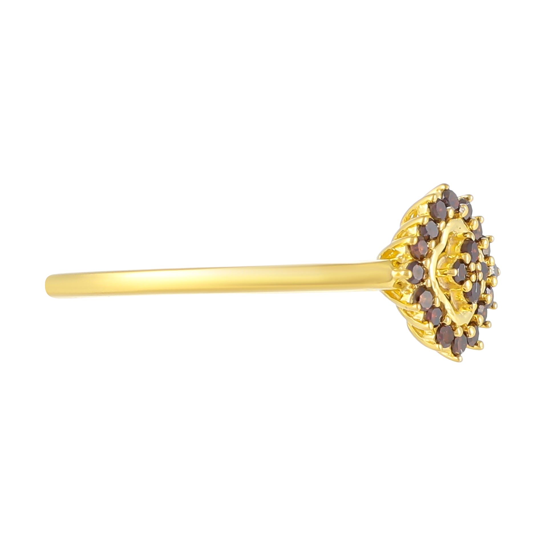 Pozlacené Stříbro 925/1000 - Prsten s Červeným Diamantem - Karátové číslo: 0.14. přibližná hmotnost: 1.5 gramů 2 