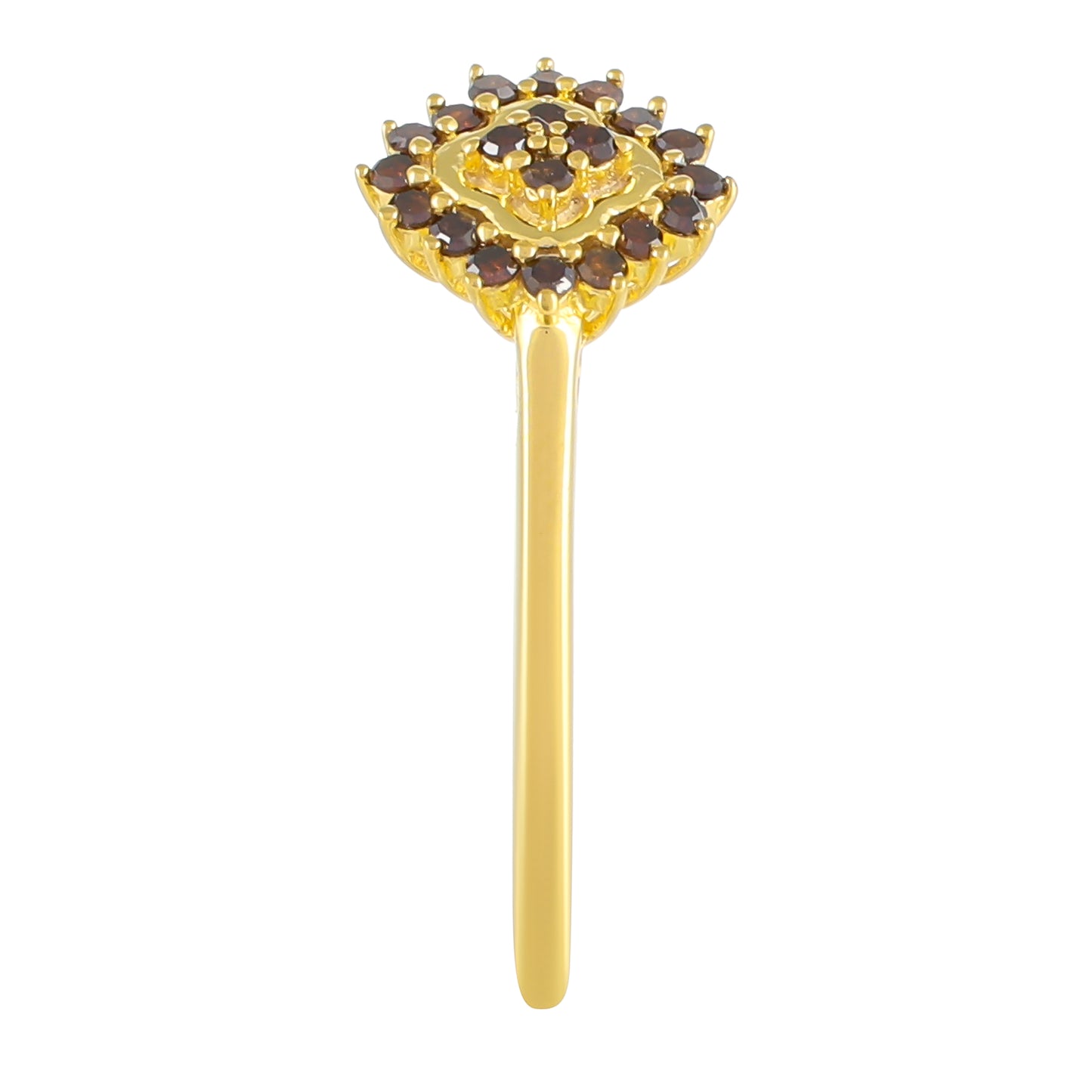 Pozlacené Stříbro 925/1000 - Prsten s Červeným Diamantem - Karátové číslo: 0.14. přibližná hmotnost: 1.5 gramů