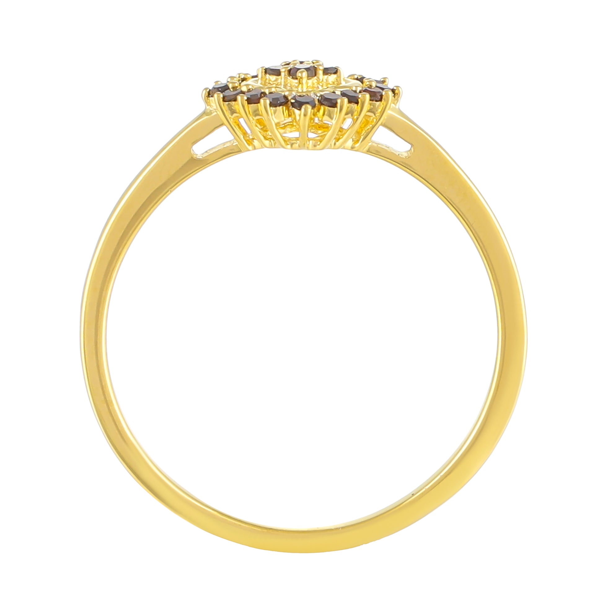 Pozlacené Stříbro 925/1000 - Prsten s Červeným Diamantem - Karátové číslo: 0.14. přibližná hmotnost: 1.5 gramů 4 